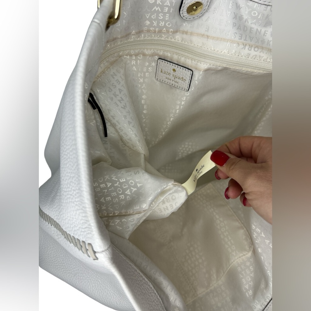 Kate Spade Hampton Road White Leather Tote Bag GUC - Picture 8 of 14